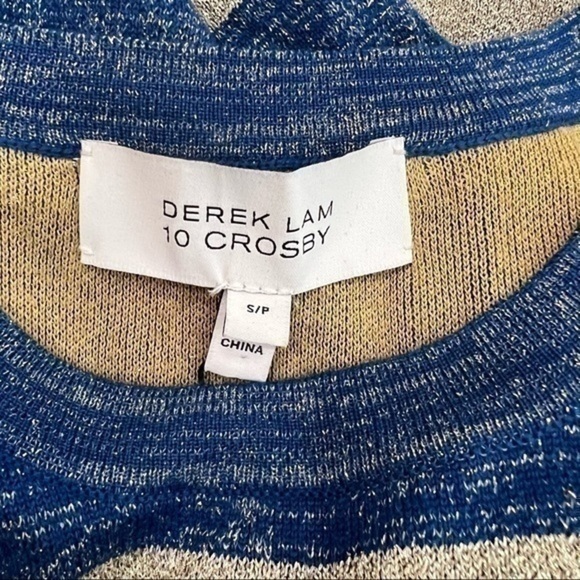 Derek Lam 10 Crosby metallic blue and gold stripe sweater size small - Picture 10 of 11